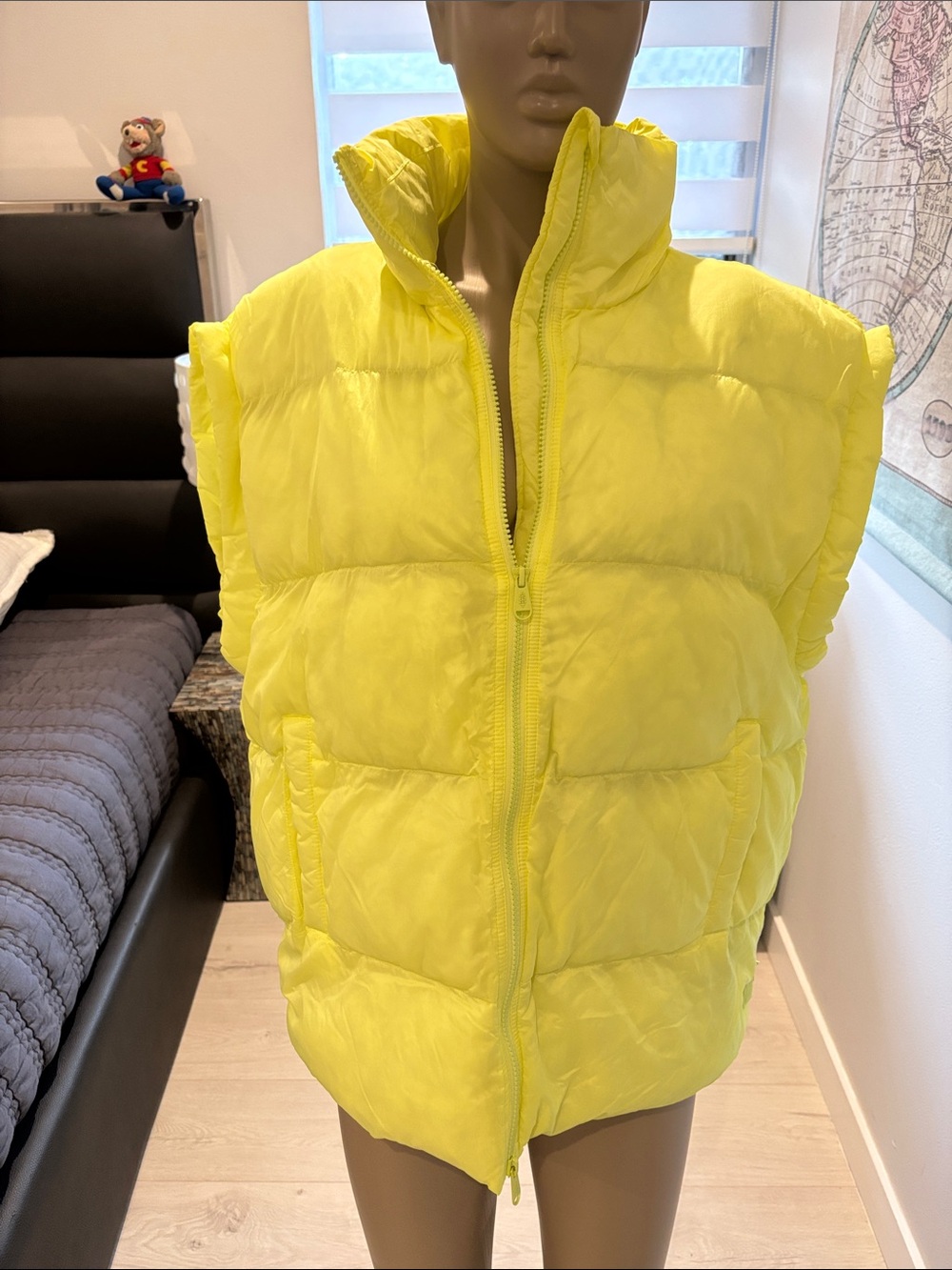 Free People Neon Yellow Puffer Vest
